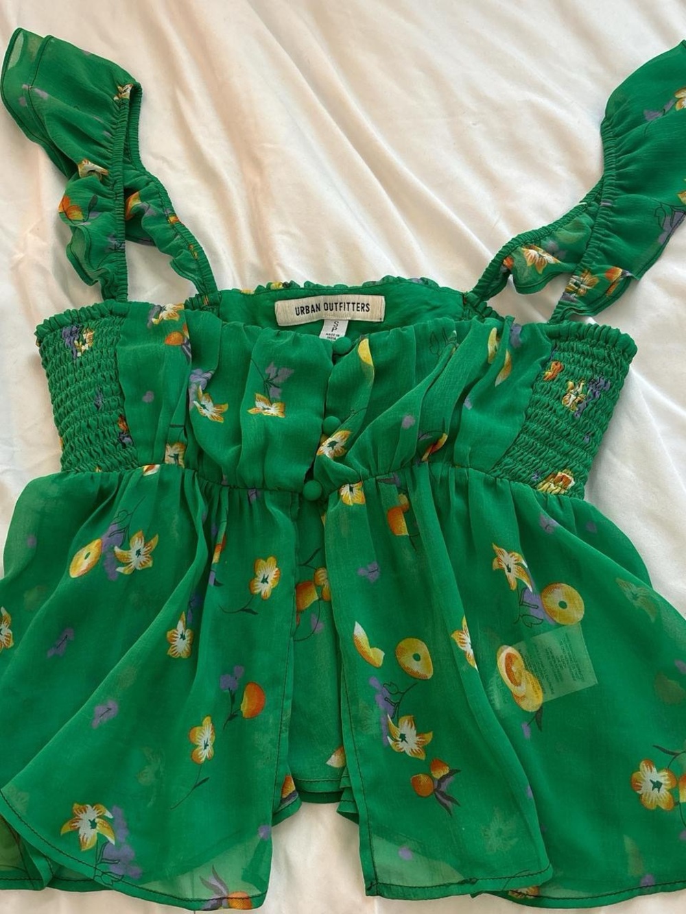 Urban Outfitters Green Floral Tie-Strap Camisole